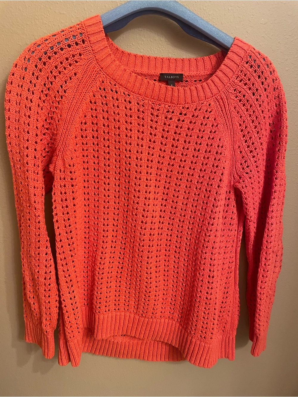 Talbots Women's Orange Open-Knit Sweater